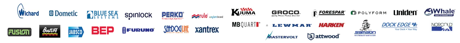 Marine brands carried: Furuno, Lewmar, Harken, Dometic, Blue Sea Systems, Jabsco, Xantrex, Fusion, Attwood, Perko and more