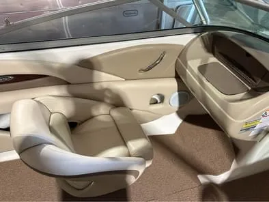 Reupholstered boat seat in marine vinyl